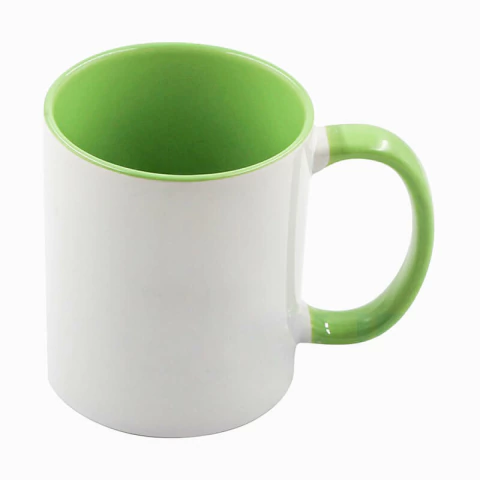 CANECA PORCELANA INTERIOR/ALÇA VERDE CLARA 300ML - comprar online