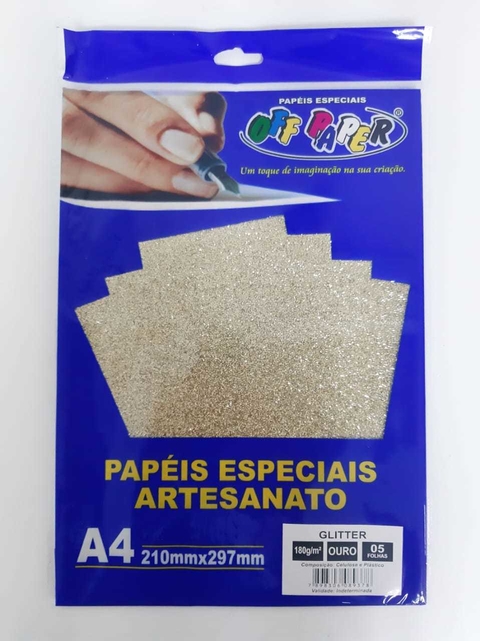PAPEL GLITTER 180G A4 OURO COM 5