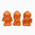 TRIO SABEDORIA BUDA LARANJA - PORCELANA - Harmonia - Meditação - Negação - Paz