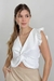 Blusa Tiziana cey brilloso manguita voladito - comprar online