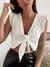 LULU Top nudo volados manga seda crep. - comprar online
