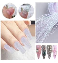 Hebras Hilos Tornasolada Para Uñas Esculpidas Nail Art - comprar online