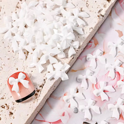 Moño Coquette blanco x5