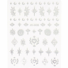 Sticker sol & luna 3D Silver x u. - FEVER NAIL STORE