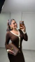 Vestido Tricot Premium Bicolor Marrom - NOSSA SOUL