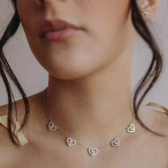 Choker Prata Coração Shine Yellow- Sem ródio - comprar online