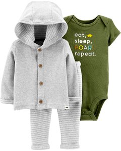 Carter's Set 3 piezas Body, Campera y Pantalón "Roar"