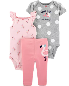 Carter's Set 3 piezas Bodys y Pantalón "Flamenco"