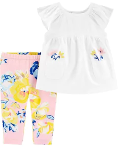 Carter's Set 2 piezas Remera bordada y Calzas "Floral"