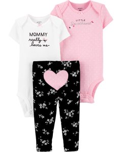 Carter's Set 3 Piezas Bodys y Pantalón "Corazón"