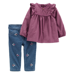 Carter´s Set 2 Piezas Remera Volados Jean Floral