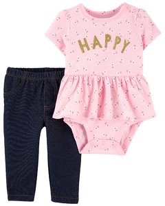 Set 2 piezas Body con volado y Pantalón "Happy"