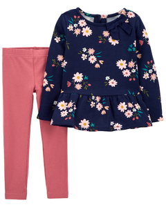 Carter´S Set 2 Piezas Remera Calza Flores