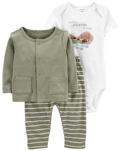 Carter´s Set 3 Piezas Body Mangas Cortas Campera Pantalon