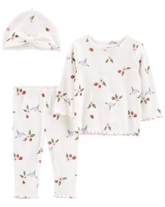 Carter´s Set 3 Piezas Remera Mangas Largas Gorro Pantalon Colibri