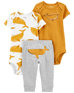 Carter´s Set 3 Bodies Mangas Cortas Pantalon "Ballena"