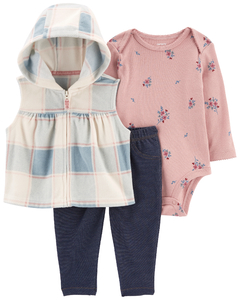 Carter´s Set 3 Piezas Body Mangas Largas Chaleco Micropolar