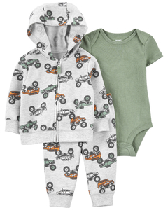 Carter's Set 3 Piezas Body Mangas Cortas Campera Pantalón Camionetas