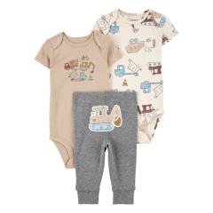 Carter's Set 3 Piezas Bodies mangas cortas y Pantalón Construcción