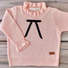 SWEATER MOÑO TERCIOPELO SALMON BEBE