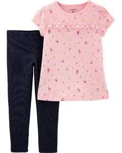 Set 2 piezas Remera manga corta y Calza Floral