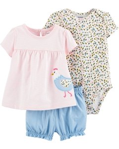 Carters Set 3 piezas Body, Remera y Short Pollito
