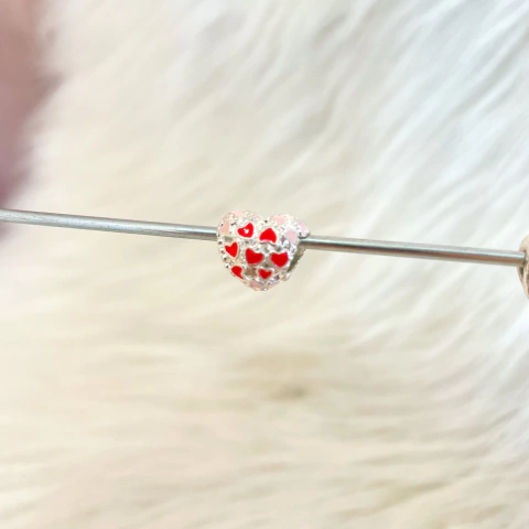 Berloque banhado a prata coração