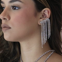 Ear cuff folheado prata strass