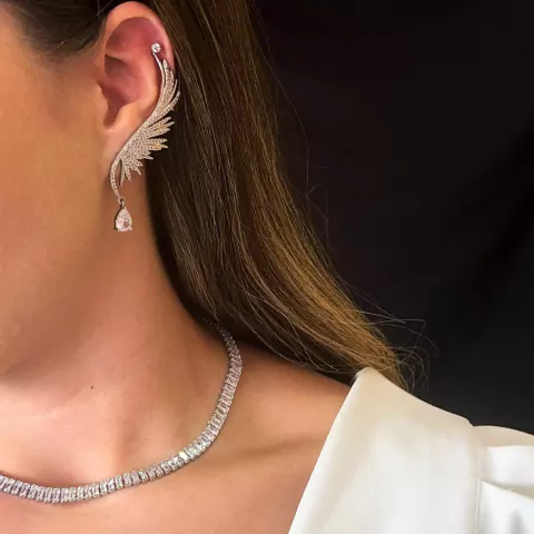 Ear cuff cravejado prata asa