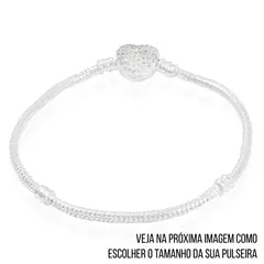 Imagem do Pulseira Pandora banhada a prata coração cravejado