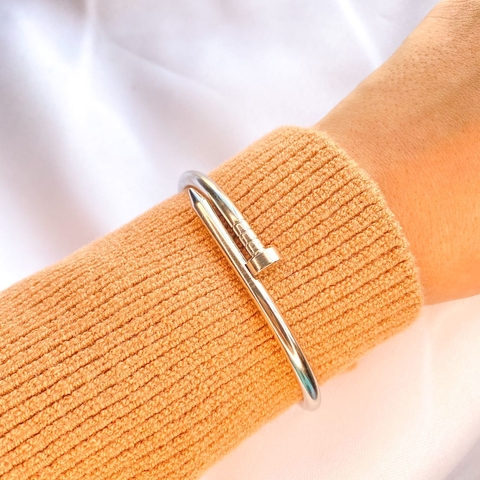 Bracelete prego aço inox prata