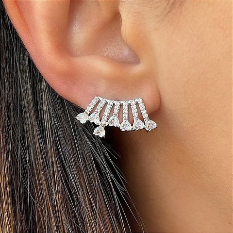 Ear cuff prata cristal