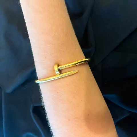 Bracelete aço inox prego dourado