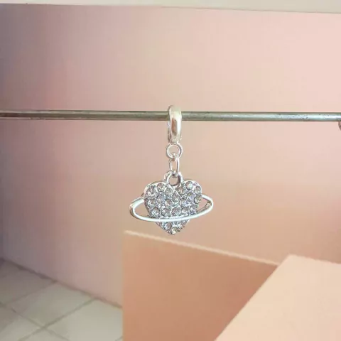 Berloque banhado a prata coração