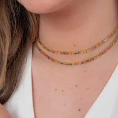 Chocker folheada Riviera colorida