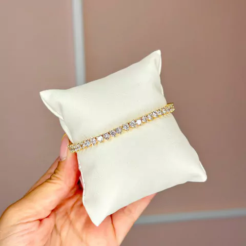 Pulseira premium riviera 3 pontos dourada (não vira)