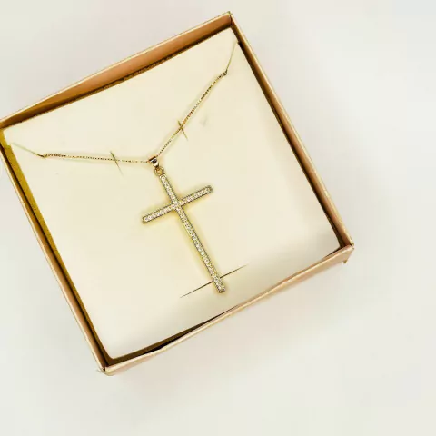 Colar Cruz cravejada dourada