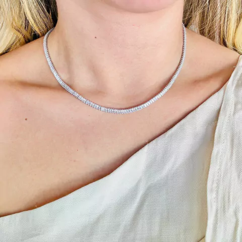 Colar Riviera baguete prata