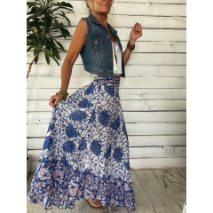 POLLERA FUN BASE BLANCO GALON AZUL