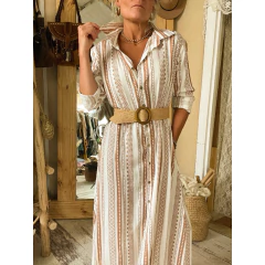 VESTIDO RAYAS BEIGE
