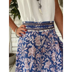 POLLERA FUN BASE BLANCO GALON AZUL - comprar online