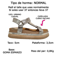Sandalias Anca & Co Mujer Urbanas Brillos Abigail Cuero Moda (ANABIGAI) - Zona Shop