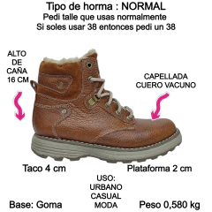 Imagen de Borcegos Anca & Co Botas Cuero Mujer Con Piel Berlin Urbanas (ANBERLIN)