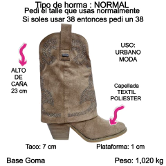 Botas Texanas Moda Glamour Anca & Co Mujer Con Manga Cape5 (ANCAPE5) en internet