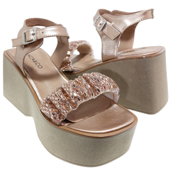 Sandalias Anca & Co Mujer Plataforma Altas Dana Moda Brillos