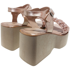 Sandalias Anca & Co Mujer Plataforma Altas Dana Moda Brillos