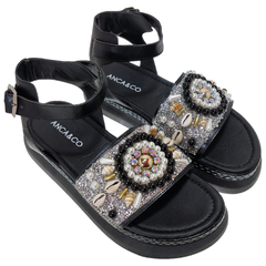 Sandalias Mujer Verano Brillos Anca & Co Mar Urbanas Comodas