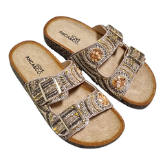 Imagen de Sandalias Anca & Co Mujer Urbanas Brillos Natal Zuecos Birk (ANNATAL)