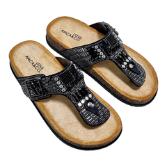 Sandalias Anca & Co Mujer Urbanas Brillos Tulum Ojotas Bajas (ANTULUM)