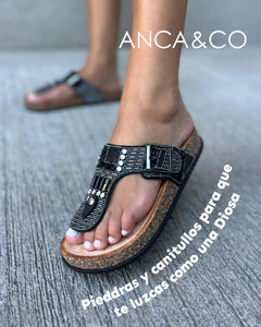 Sandalias Anca & Co Mujer Urbanas Brillos Tulum Ojotas Bajas (ANTULUM) - comprar online
